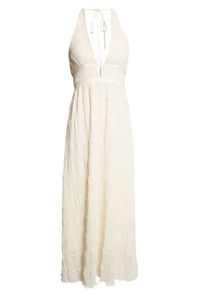 Hazel Halter Dress, Alternate, color, BONE CHIFFON