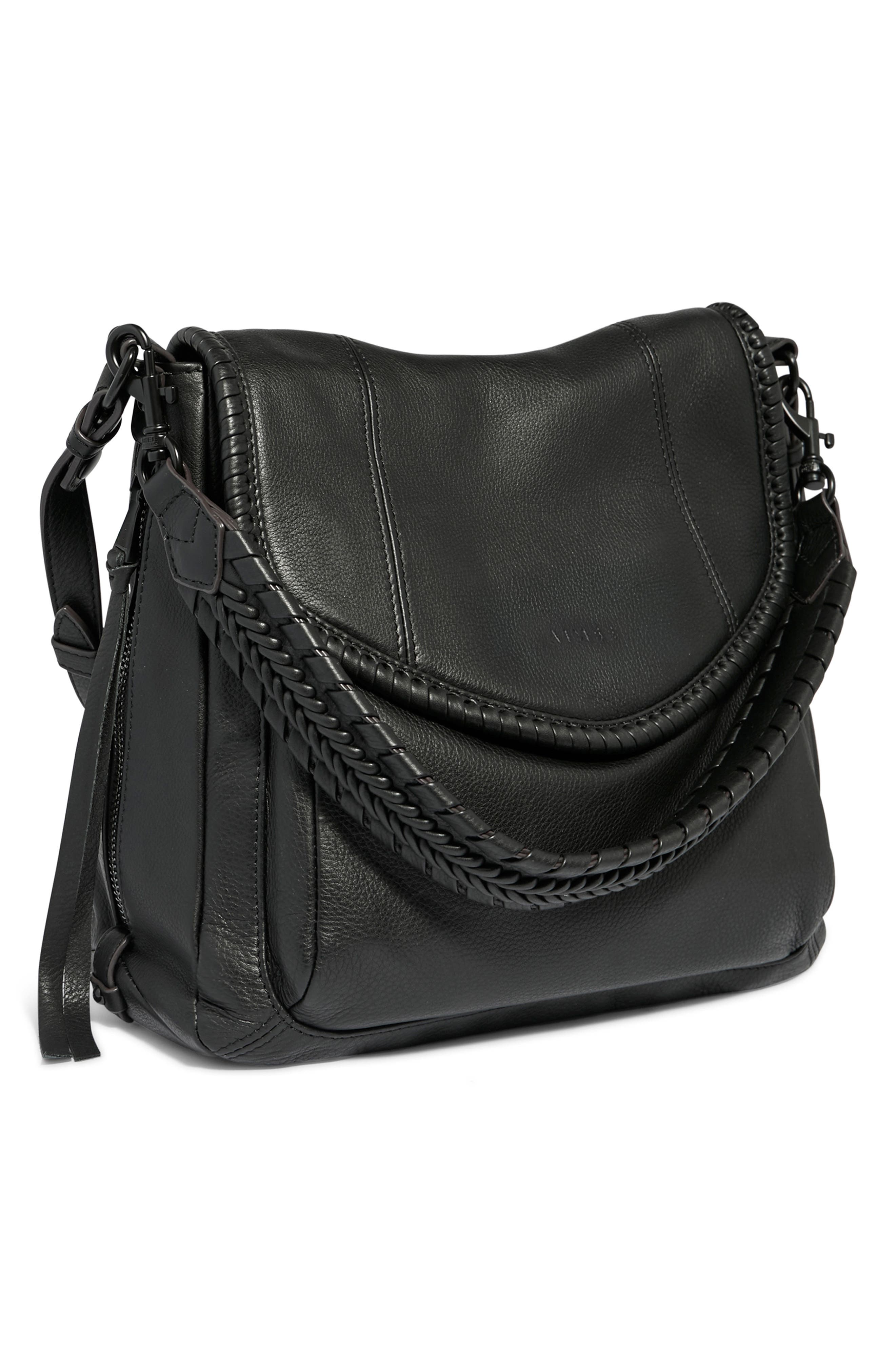 AIMEE All for Love Convertible Leather Shoulder Bag, Alternate, color, Black/Black