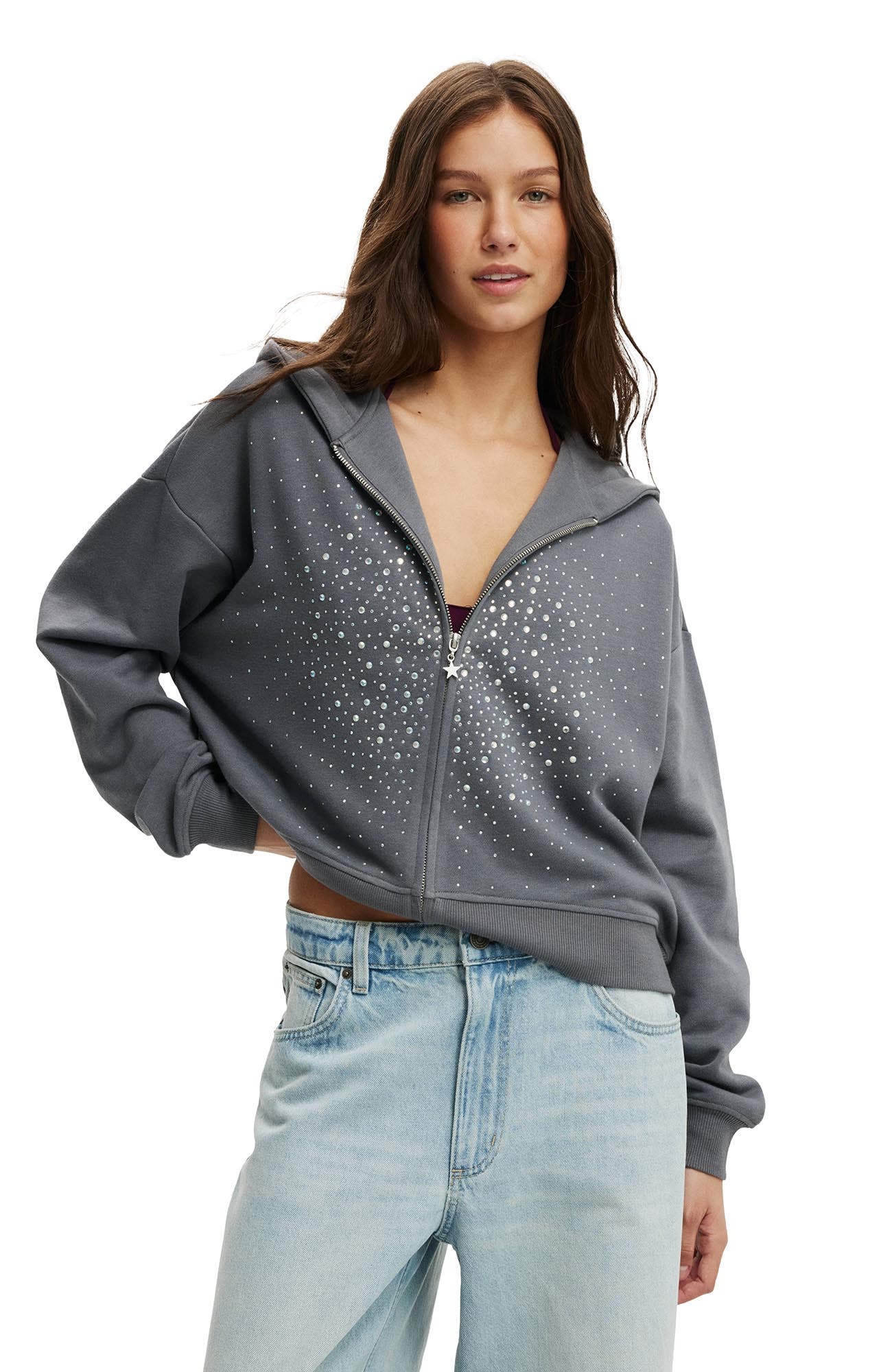 Women's Oversized Zip Through Hoodie