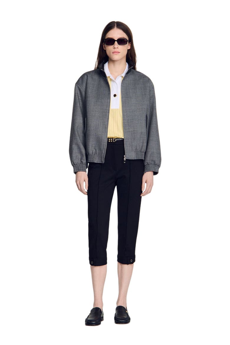Oversized leather-collar jacket, Alternate, color, Grey