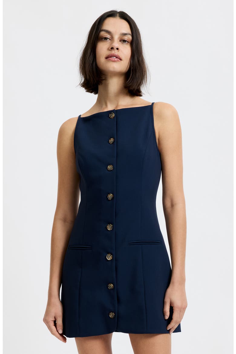 Azra Square Neck Twill Minidress, Alternate, color, MARINE