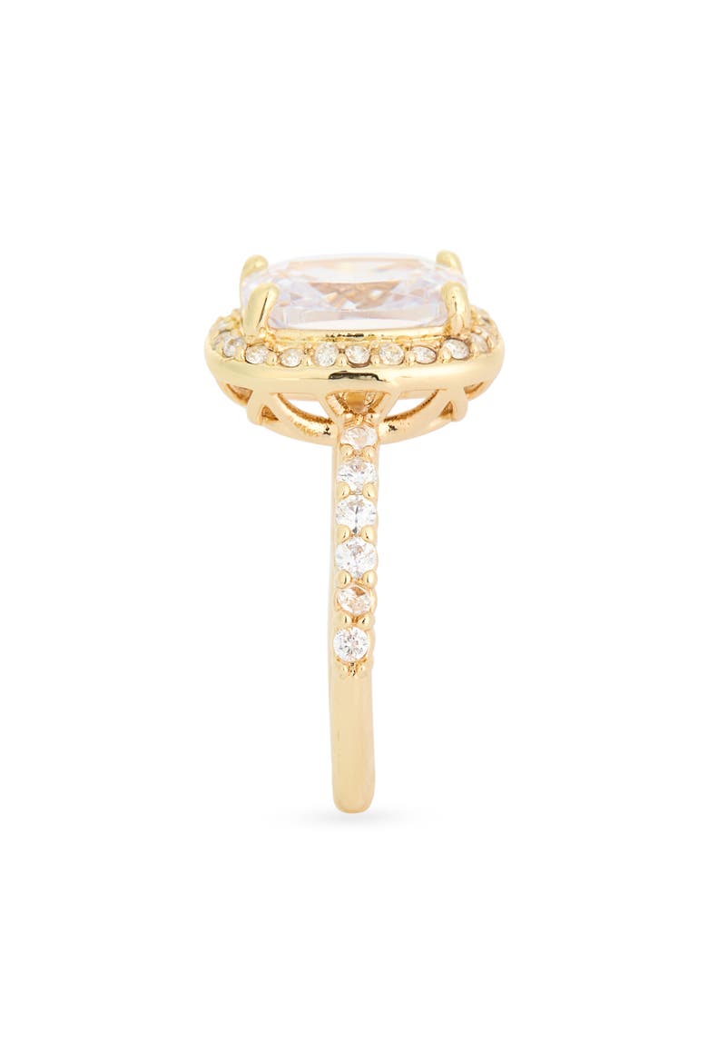 Cushion Cut Cubic Zirconia Halo Ring, Alternate, color, CLEAR- GOLD
