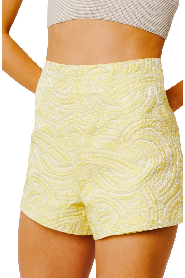 Tralloni High Waist Jacquard Tap Shorts, Alternate, color, BRIGHT YELLOW