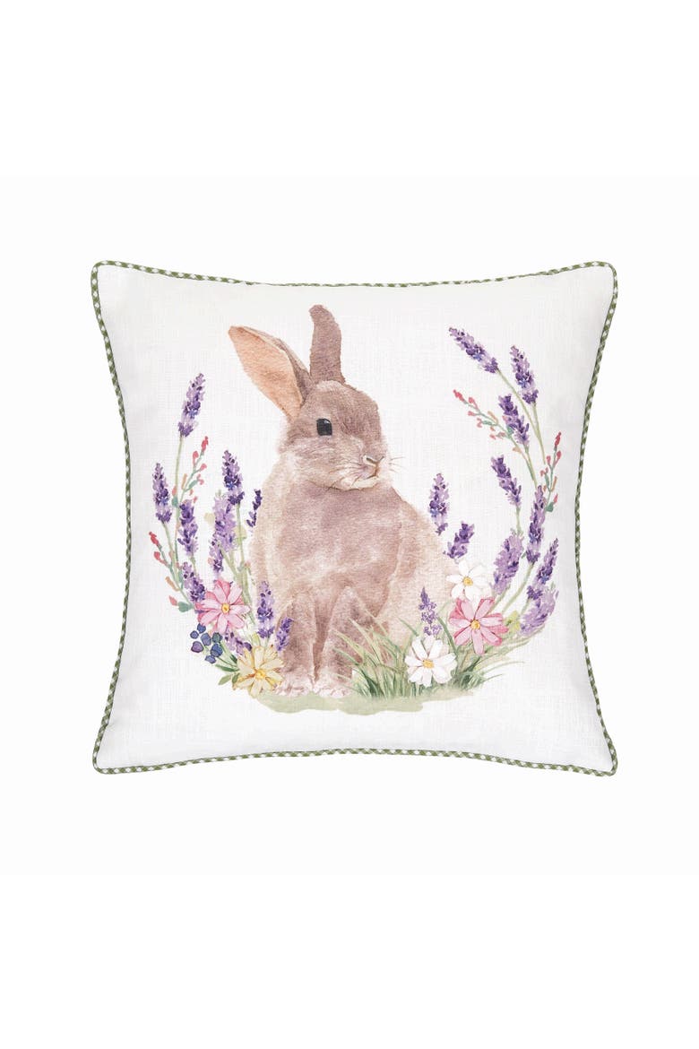 Lilac Rabbit Accent Pillow, 16" x 16", Main, color, White