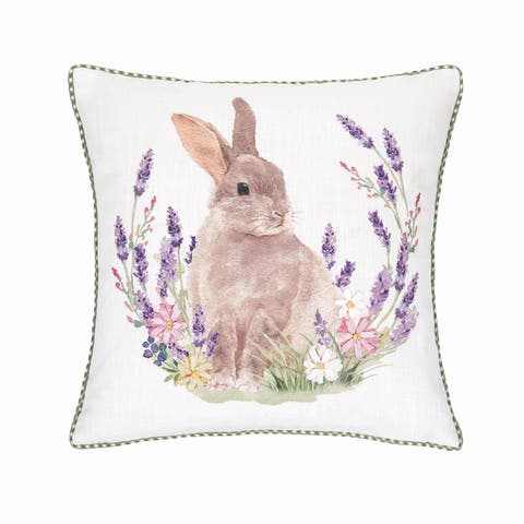 Lilac Rabbit Accent Pillow, 16" x 16"