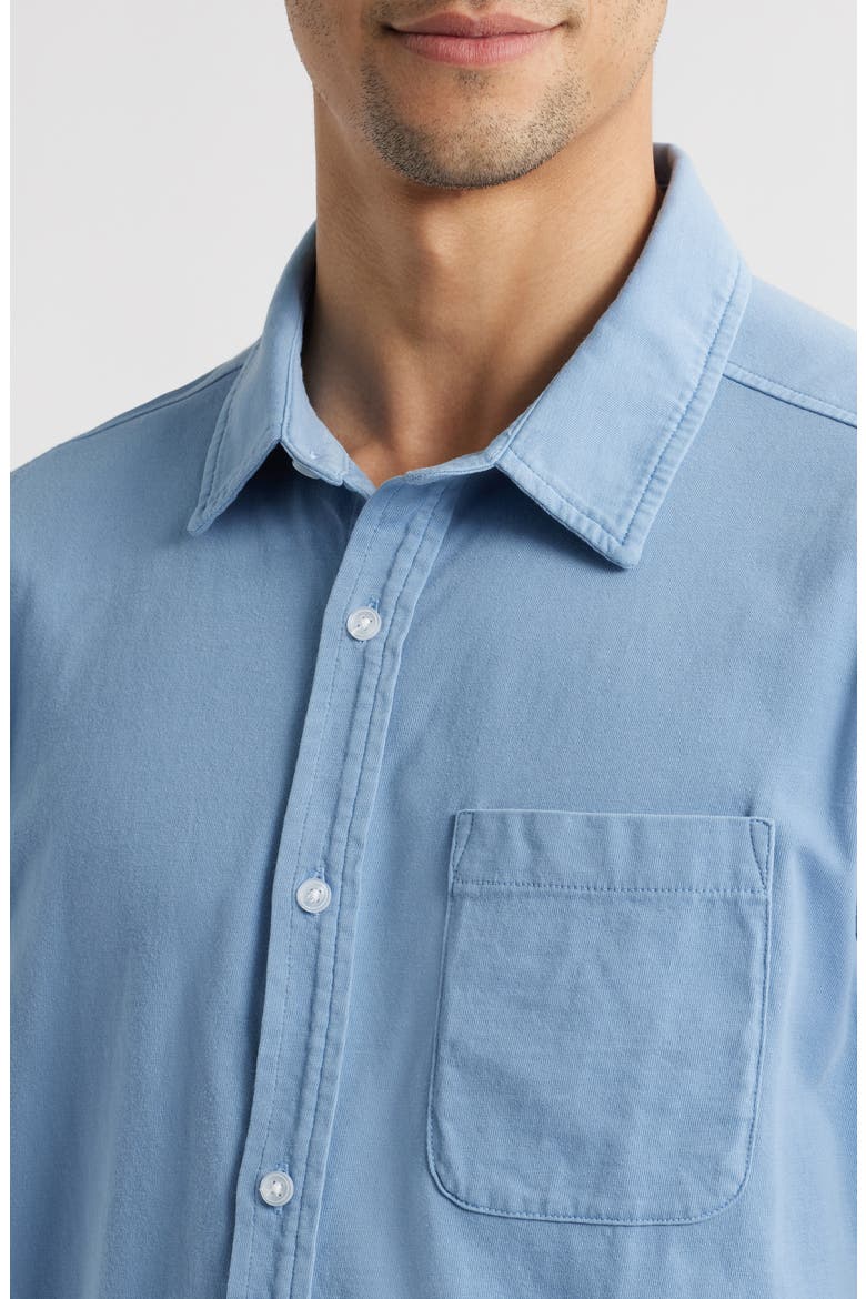 Saltaire Organic Cotton Knit Short Sleeve Button-Up Shirt, Alternate, color, LIGHT BLUE