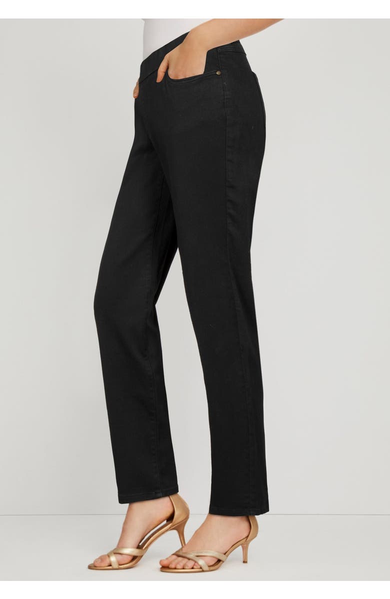 Jessica London Comfort Waist Stretch Denim Straight Leg Jean, Alternate, color, Black