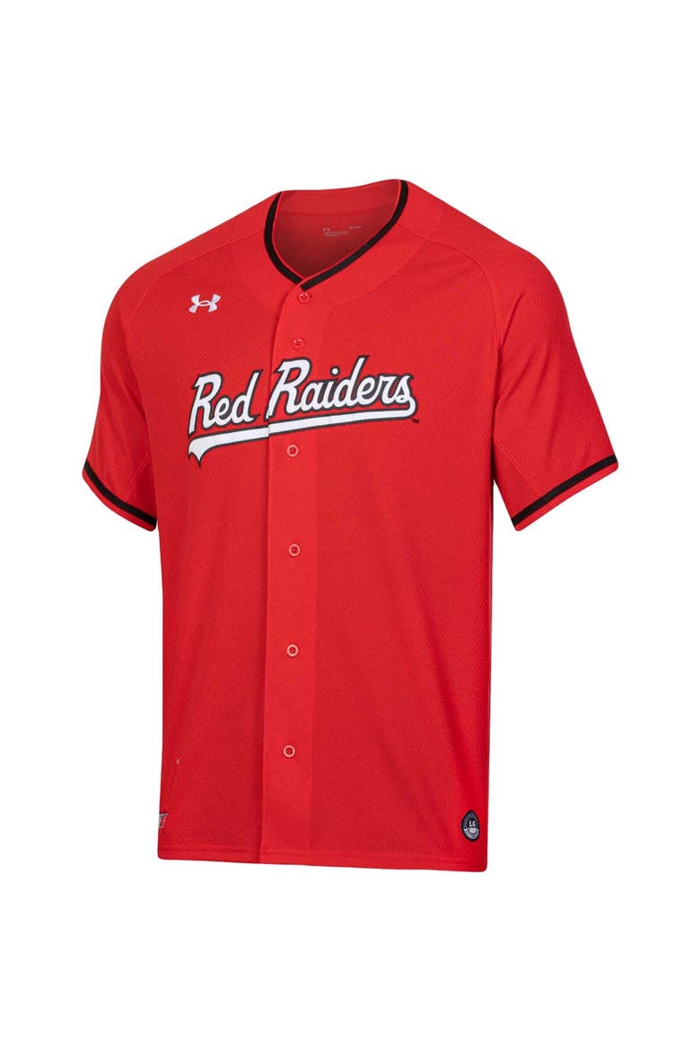 Men's Under Armour Red Texas Tech Red Raiders Softball V-Neck Jersey, Alternate, color, Red