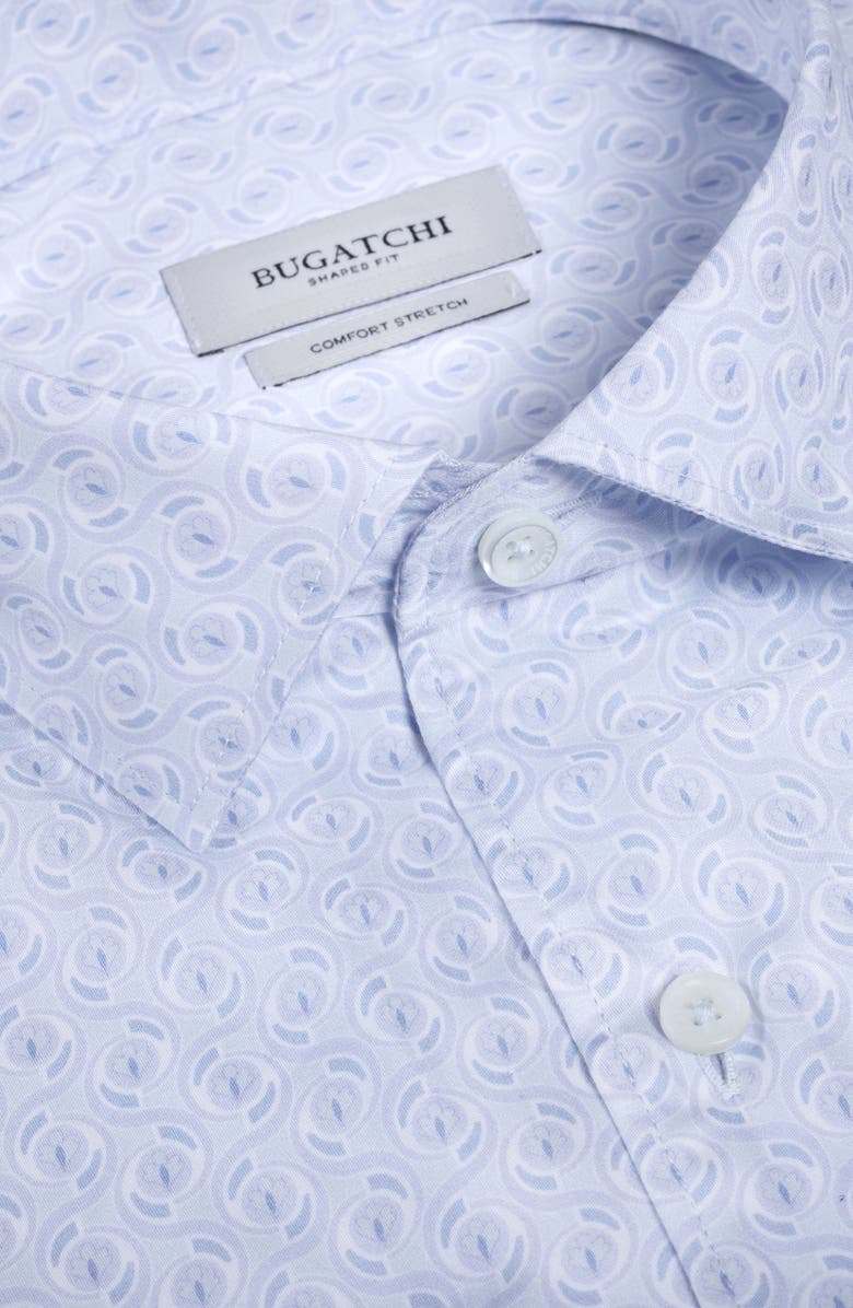 Bugatchi Alvin Shaped Fit Geo Print Button-Up Shirt, Alternate, color, Ice