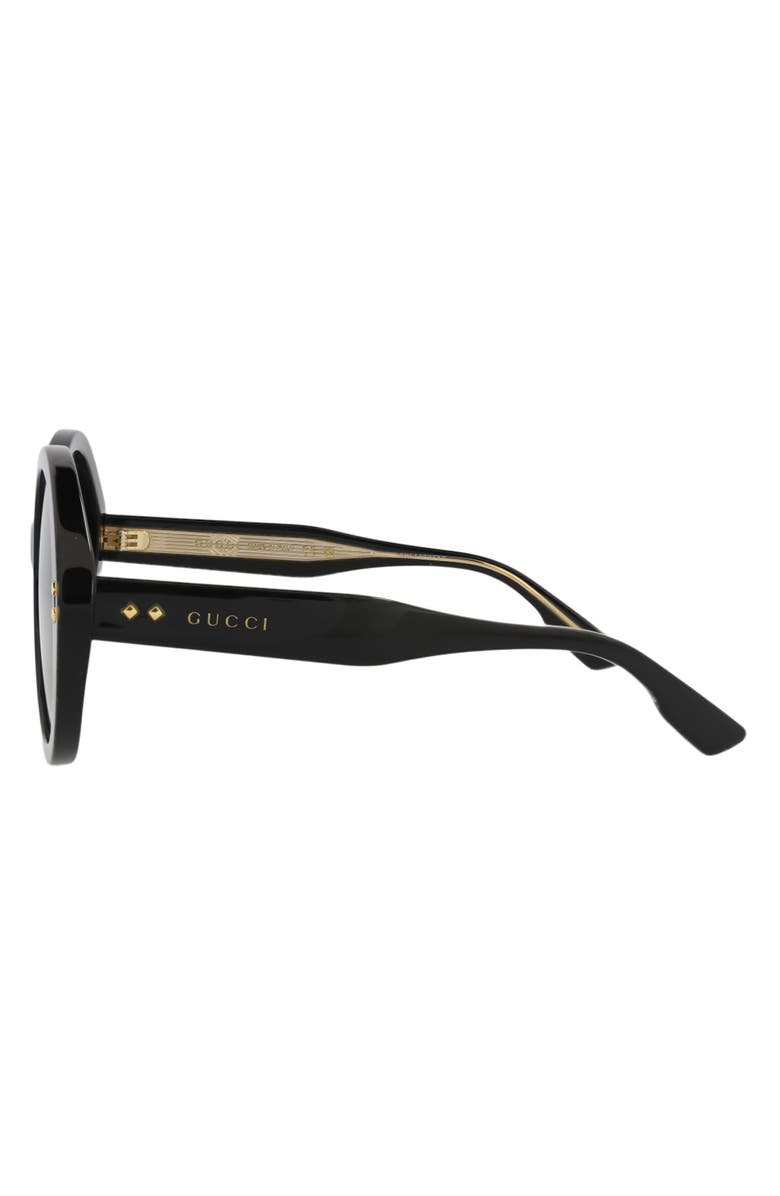Gucci 54mm Round Sunglasses, Alternate, color, Black Black Grey
