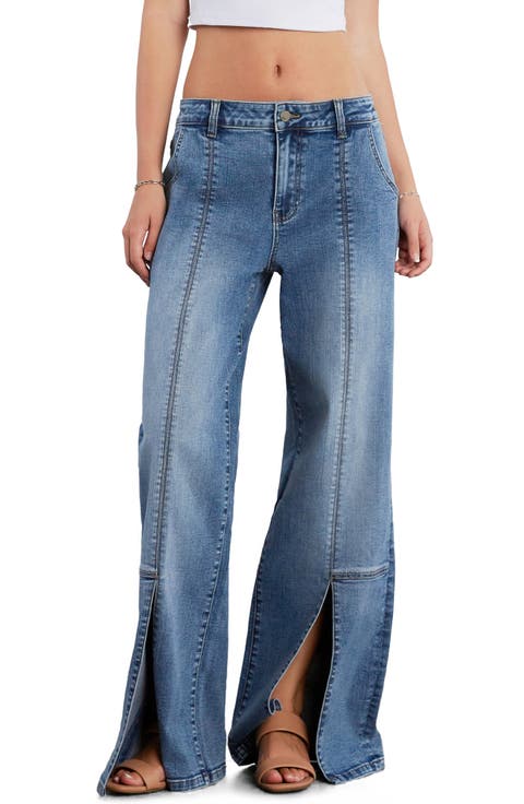 Muse High Waist Front Slit Wide Leg Jeans