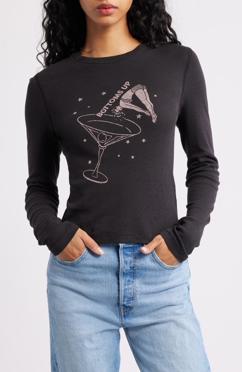 Re/Done Bottoms Up Graphic T-Shirt, Main, color, Washed Black