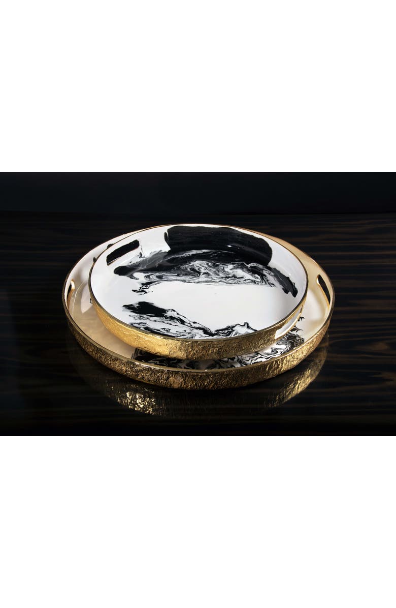 Lunares Bianco Nero Serving Trays, Alternate, color, White