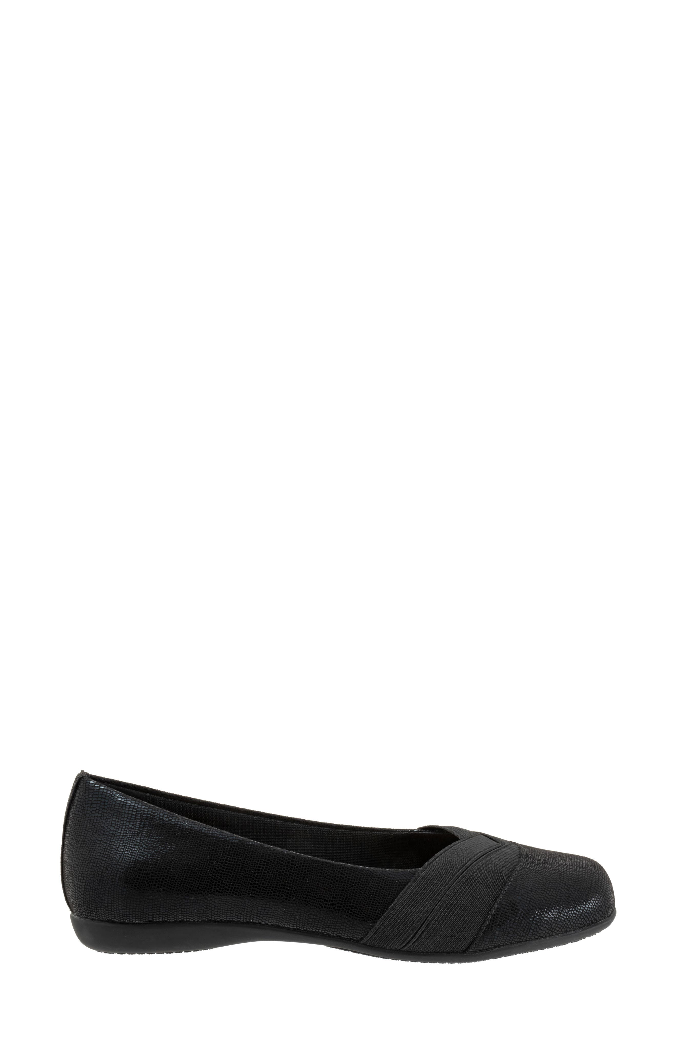 Trotters Stella Flat, Alternate, color, Black Lizard