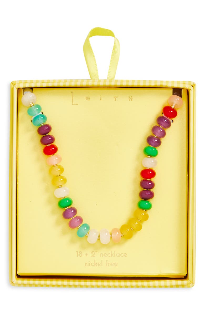 Leith Multicolor Beaded Necklace, Main, color, Rainbow Multi- Gold