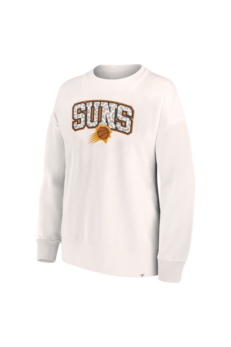 Women's Fanatics Branded White Phoenix Suns Tonal Leopard Pullover Sweatshirt, Alternate, color, White