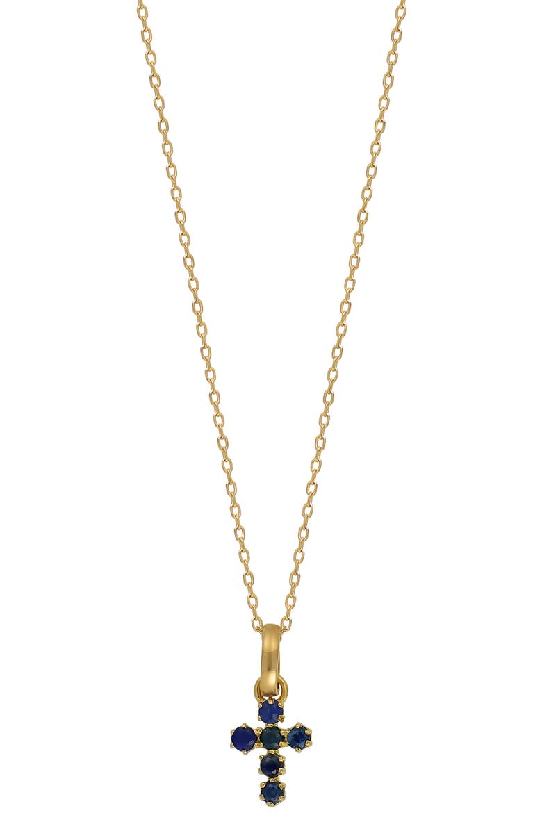 El Mar Gemstone Cross Pendant Necklace