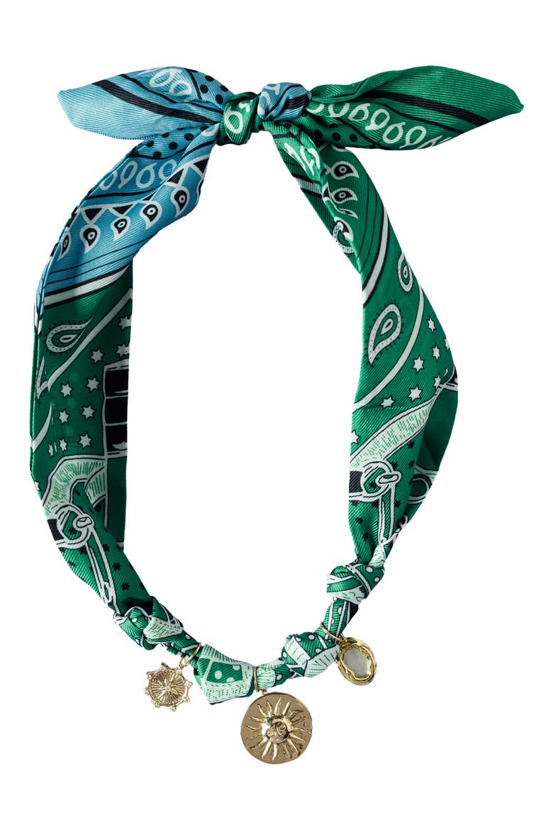 Margo Scarf Charm Necklace, Main, color, GREEN