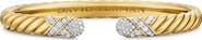 David Yurman Sculpted Cable X Cuff Bracelet in 18K Yellow Gold with Diamonds, 6mm