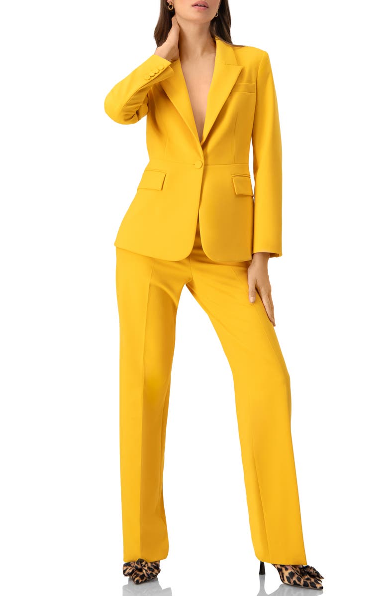 IVONNE Tailored Yellow Straight-Leg Pants, Alternate, color, 