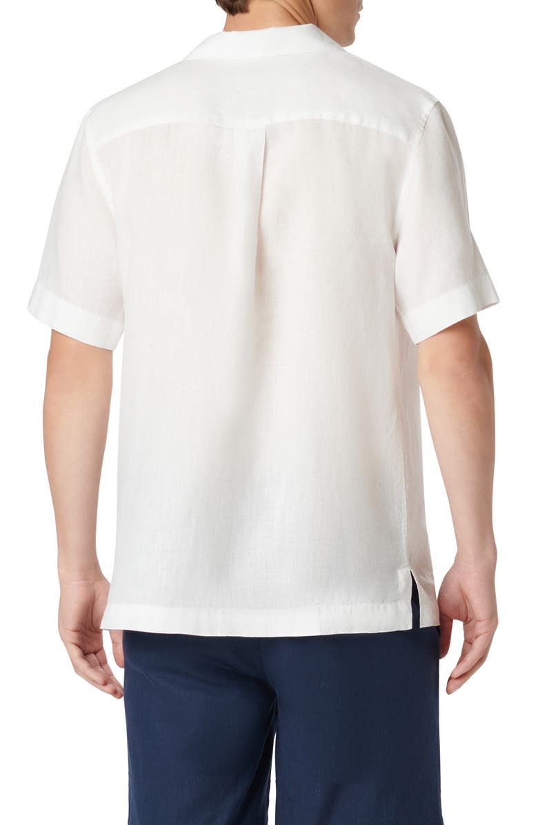 Bugatchi Jackson Shaped Fit Linen Button-Up Camp Shirt, Alternate, color, 