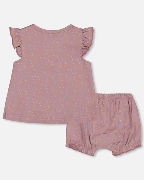 Deux Par Deux Baby Girl's Printed Organic Cotton Top And Bloomer Set Purple With Pear Seeds In Purple With Pear Seeds
