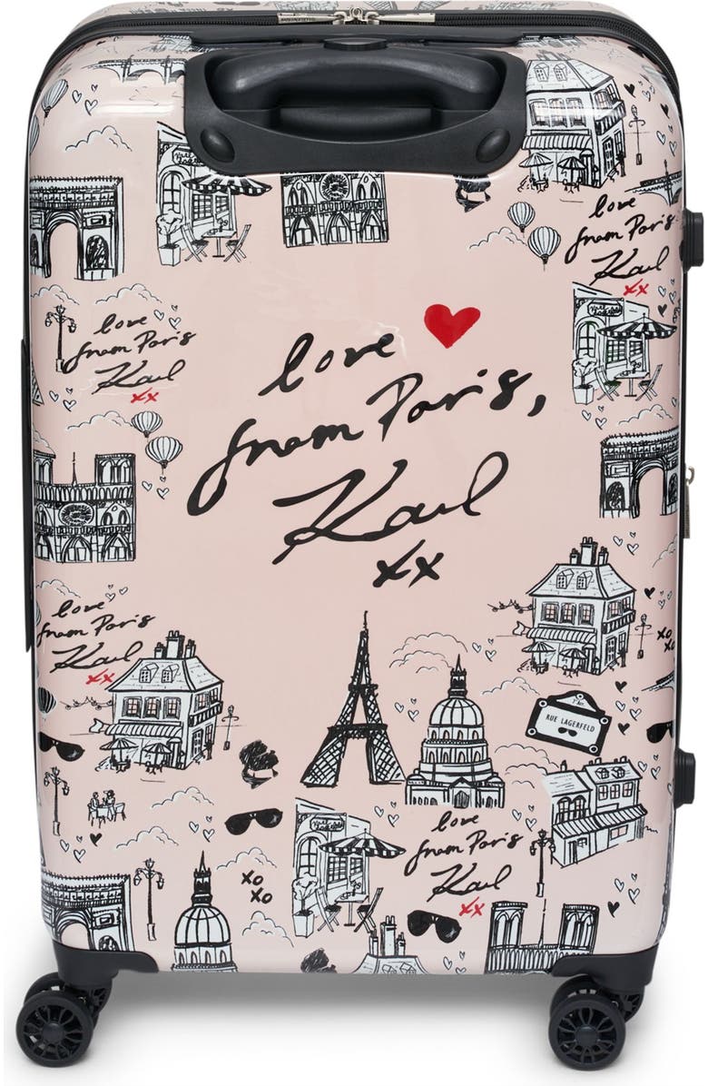 KARL LAGERFELD Karl in Paris Upright Suitcase, Alternate, color, Pink/Black