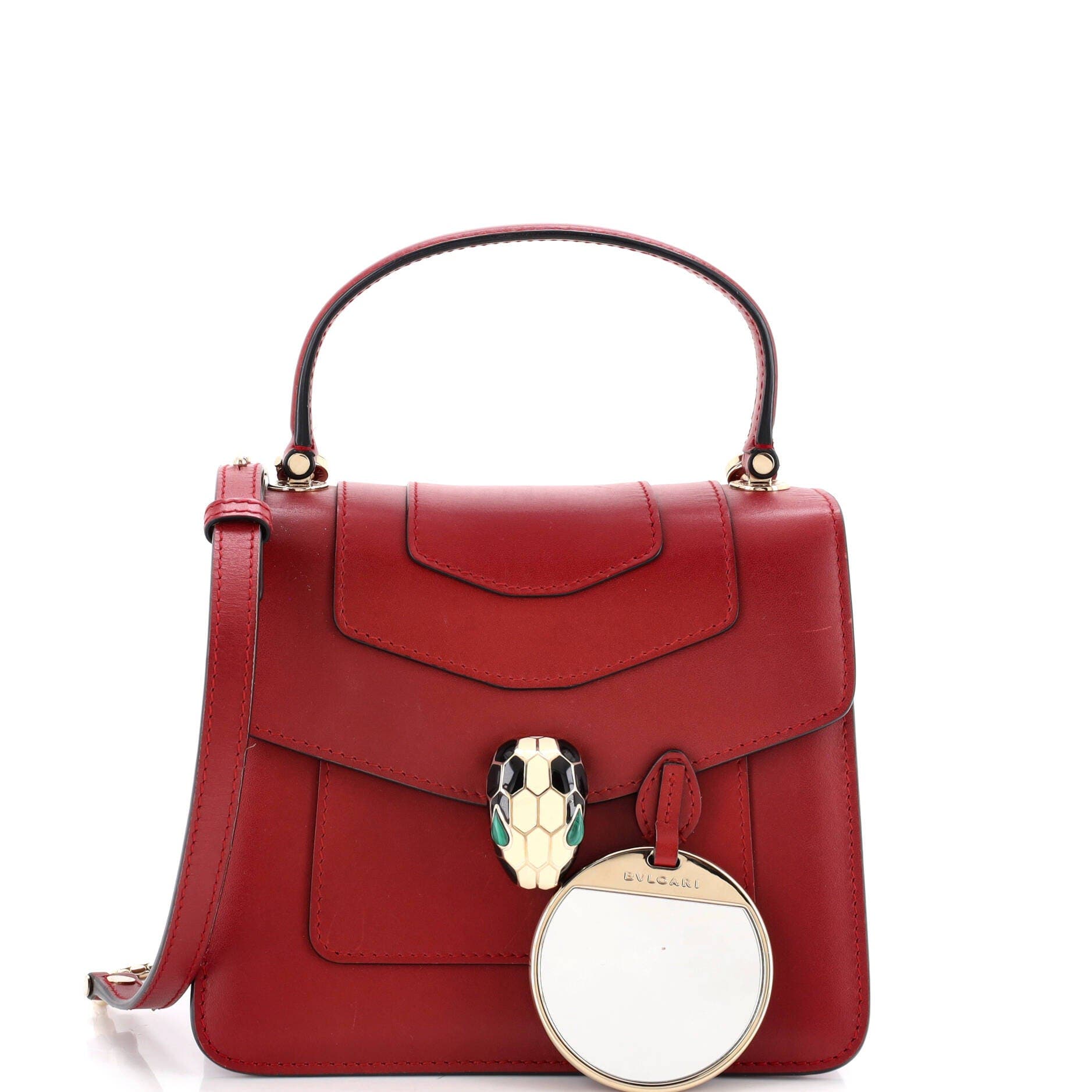 Serpenti Forever Top Handle Bag Leather Small, Alternate, color, Burgundy