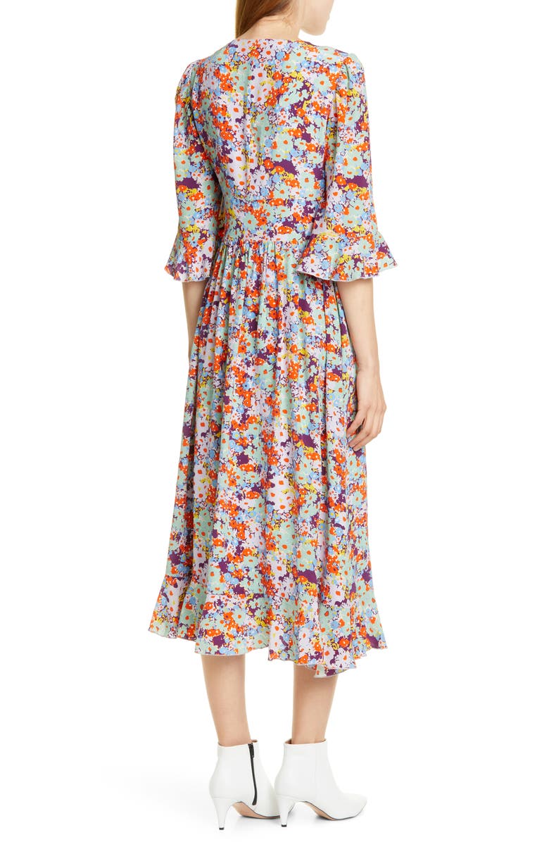 Stine Goya Evelyn Floral Print Silk Midi Dress, Alternate, color, 