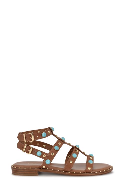 Nine West Mindela Studded Gladiator Sandal In Medium Brown