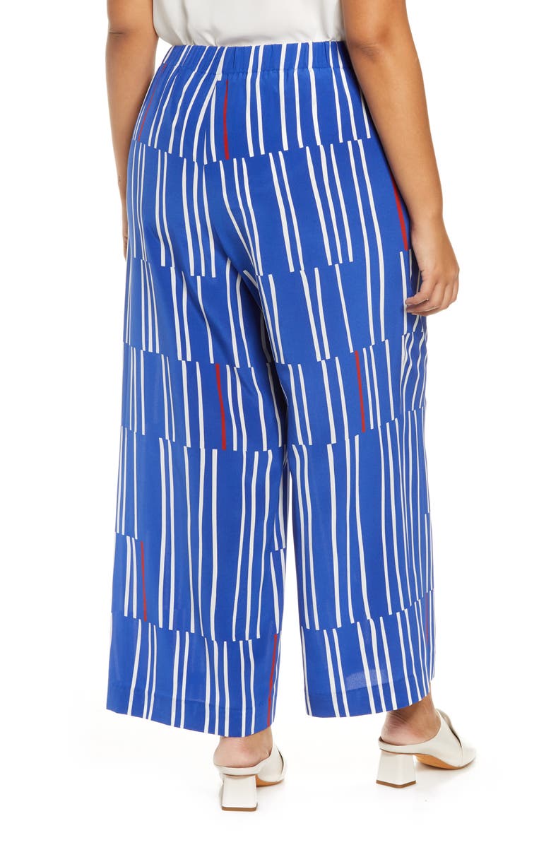 Lafayette 148 New York Riverside Beach Stripe Wide Leg Silk Pants, Alternate, color,