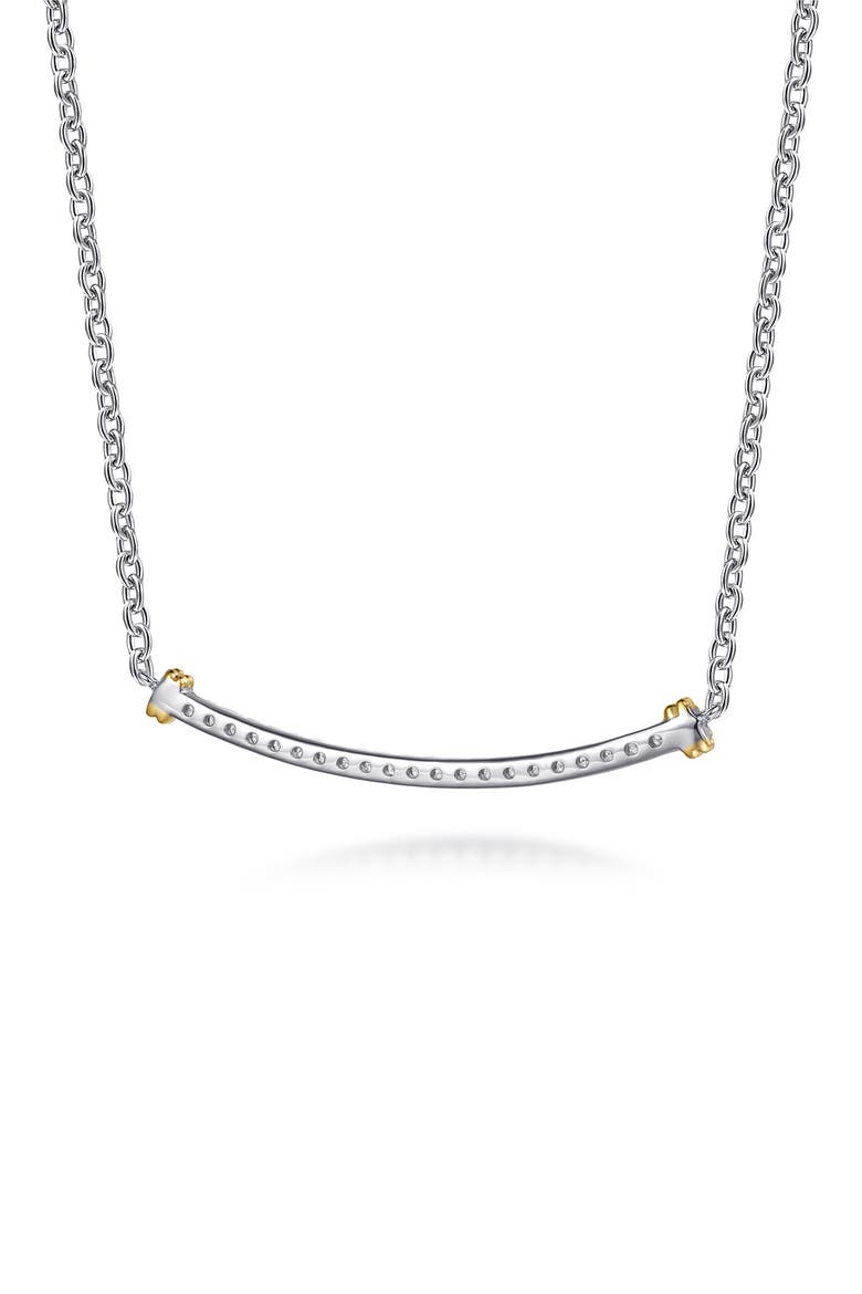 Bujukan Sterling Silver, 14K Gold & White Sapphire Bar Pendant Necklace, Alternate, color, STERLING SILVER