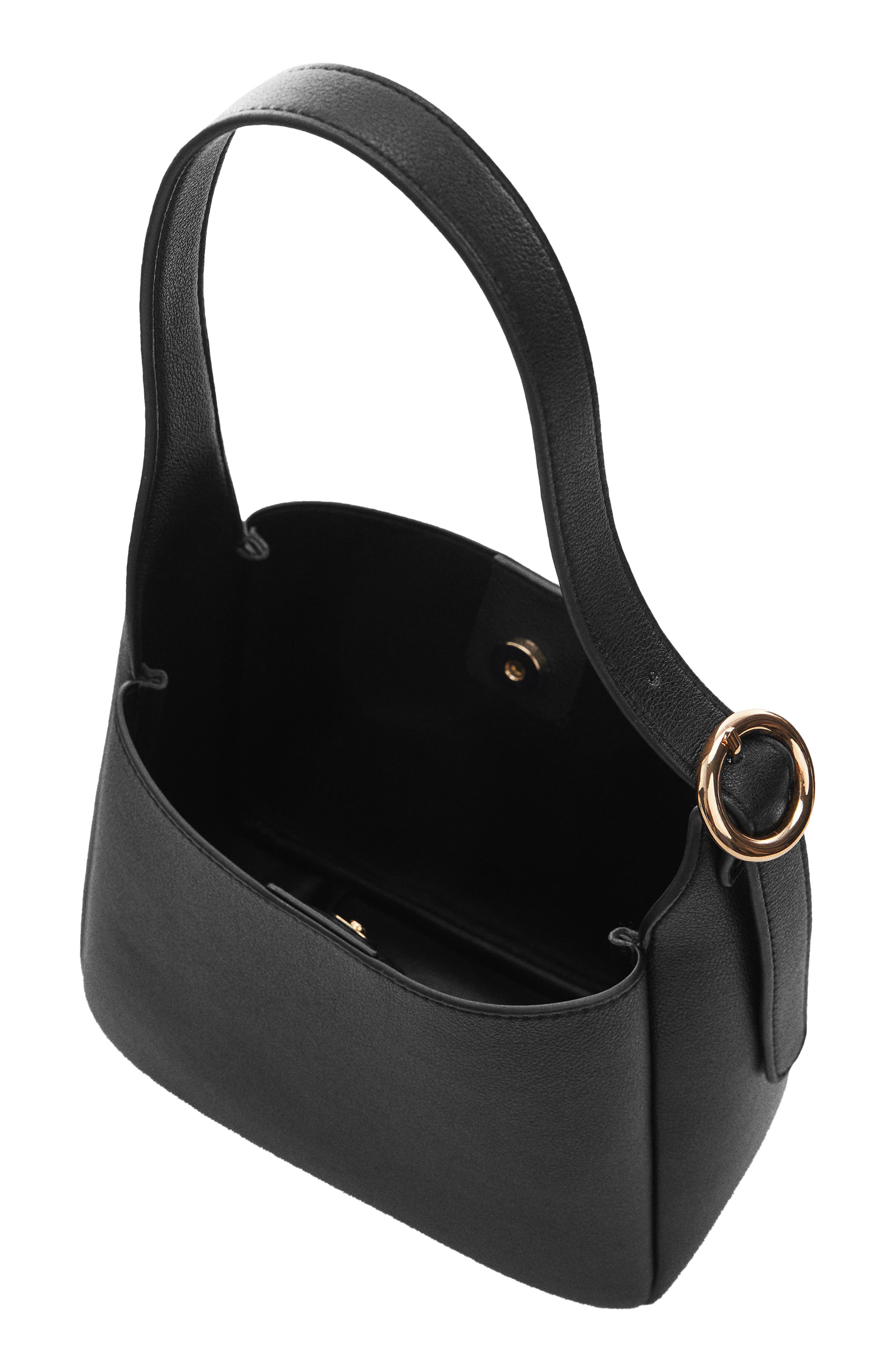 MANGO Statement Buckle Faux Leather Hobo Bag, Alternate, color, 