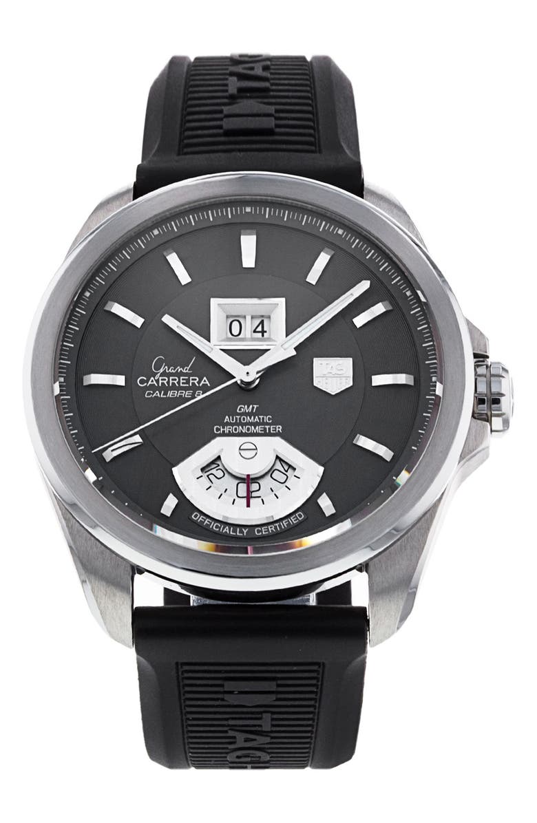 Watchfinder & Co. Tag Heuer Preowned Grand Carrera Silicone Strap Watch, Main, color, Steel