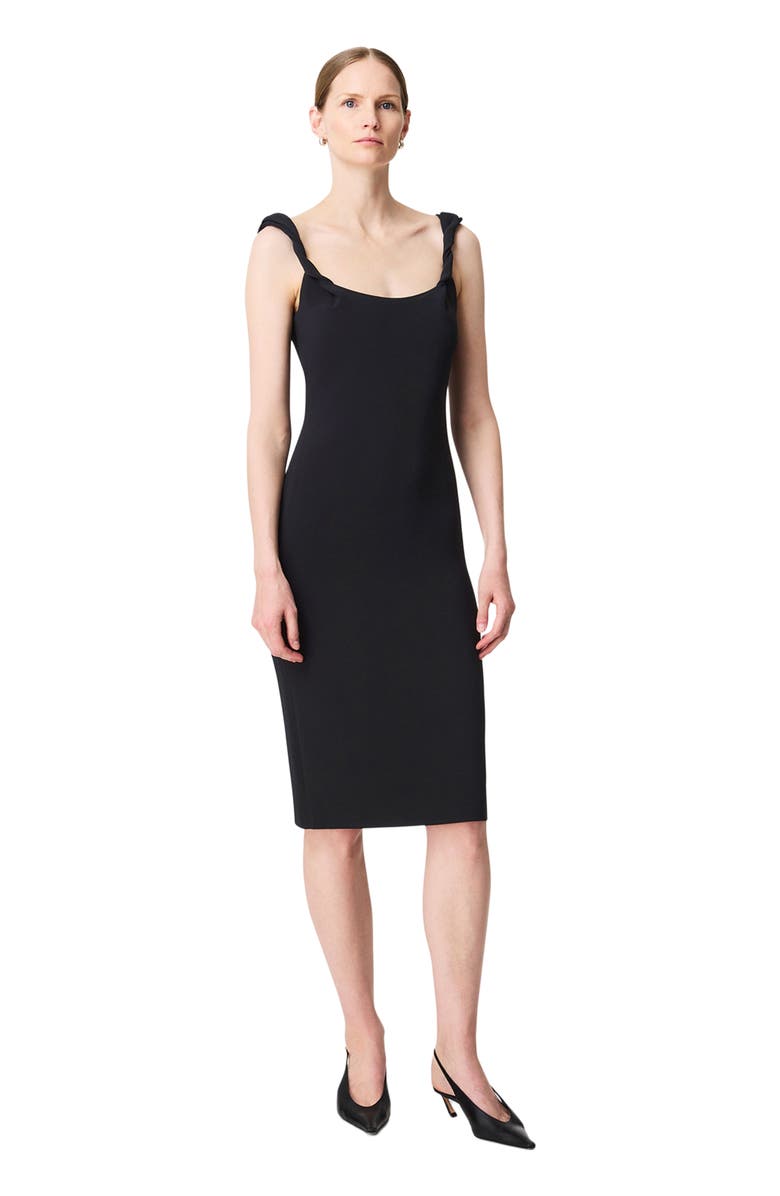 Another Tomorrow Twist Bias Dress, Main, color, Black