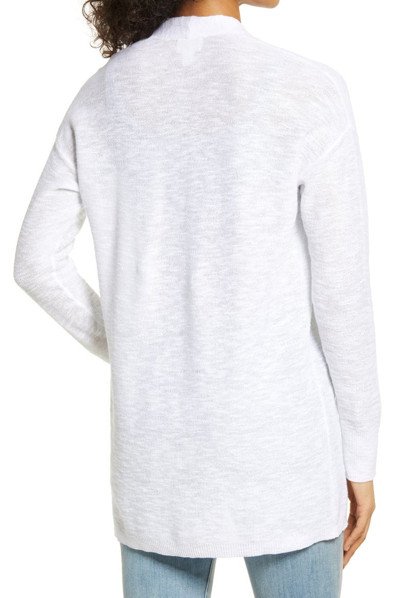 Linen & Cotton Open Front Cardigan, Alternate, color, WHITE