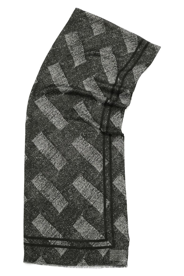 Denim Print Oblong Scarf, Alternate, color, WASHED BLACK