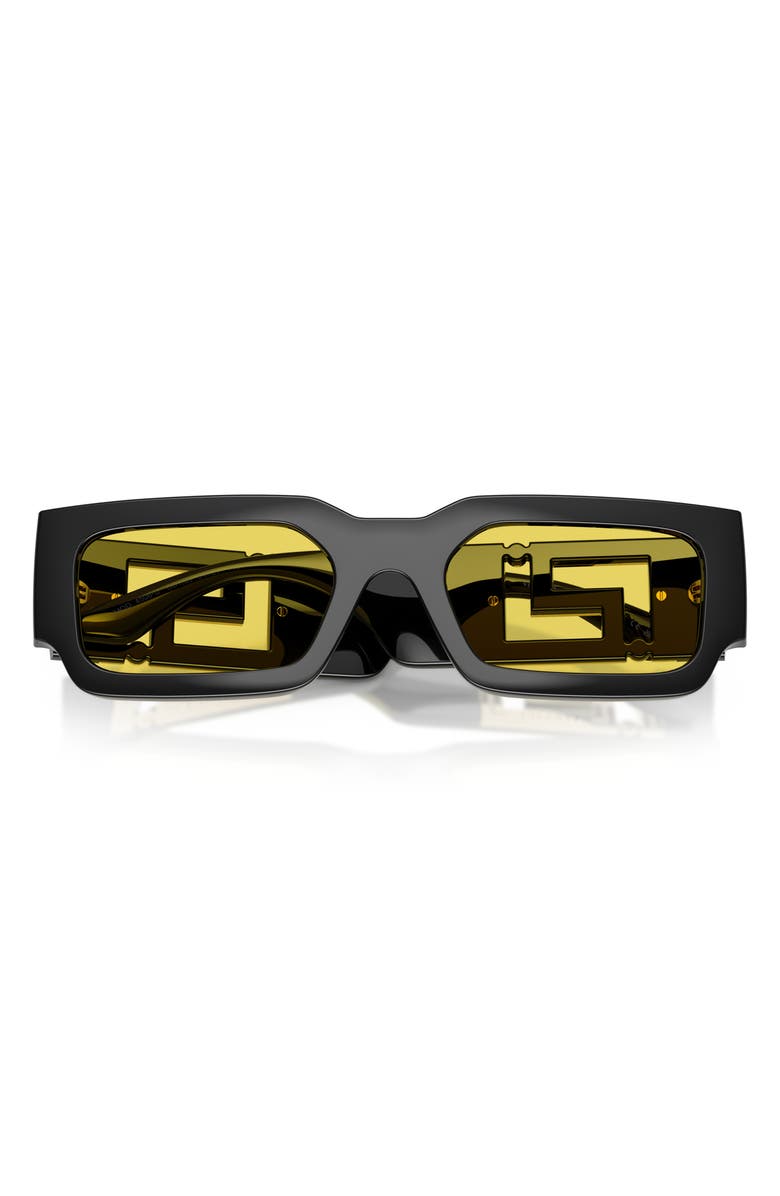 Versace 54mm Rectangular Sunglasses, Alternate, color, Black / Yellow