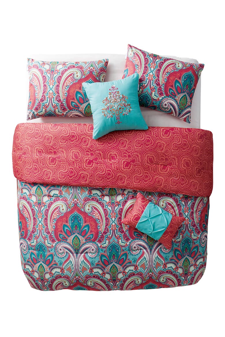Damask Reversible Comforter Set - King, Main, color, MULTI