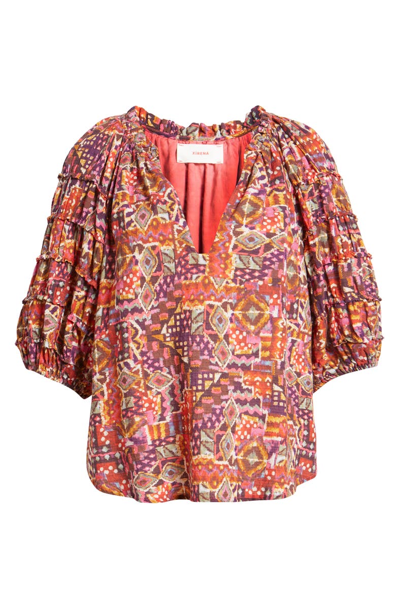 XÍRENA Lucia Print Frill Top, Alternate, color, 