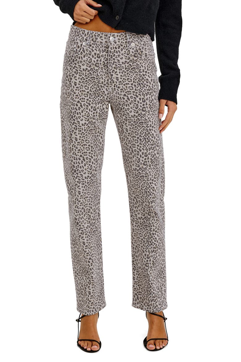 Topanga Straight Leg Jeans, Main, color, ECRU CHEETAH