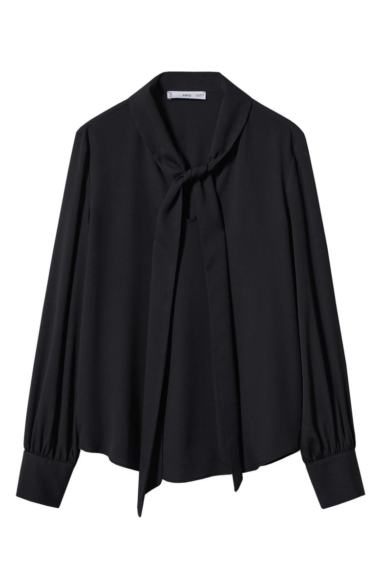 MANGO Flowy Tie Neck Long Sleeve Blouse, Alternate, color,