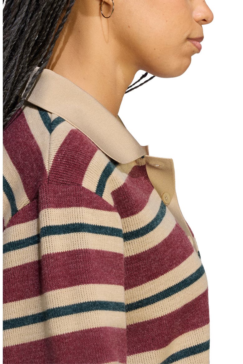 Long Sleeve Striped Knit Polo, Alternate, color, SHADOW RED