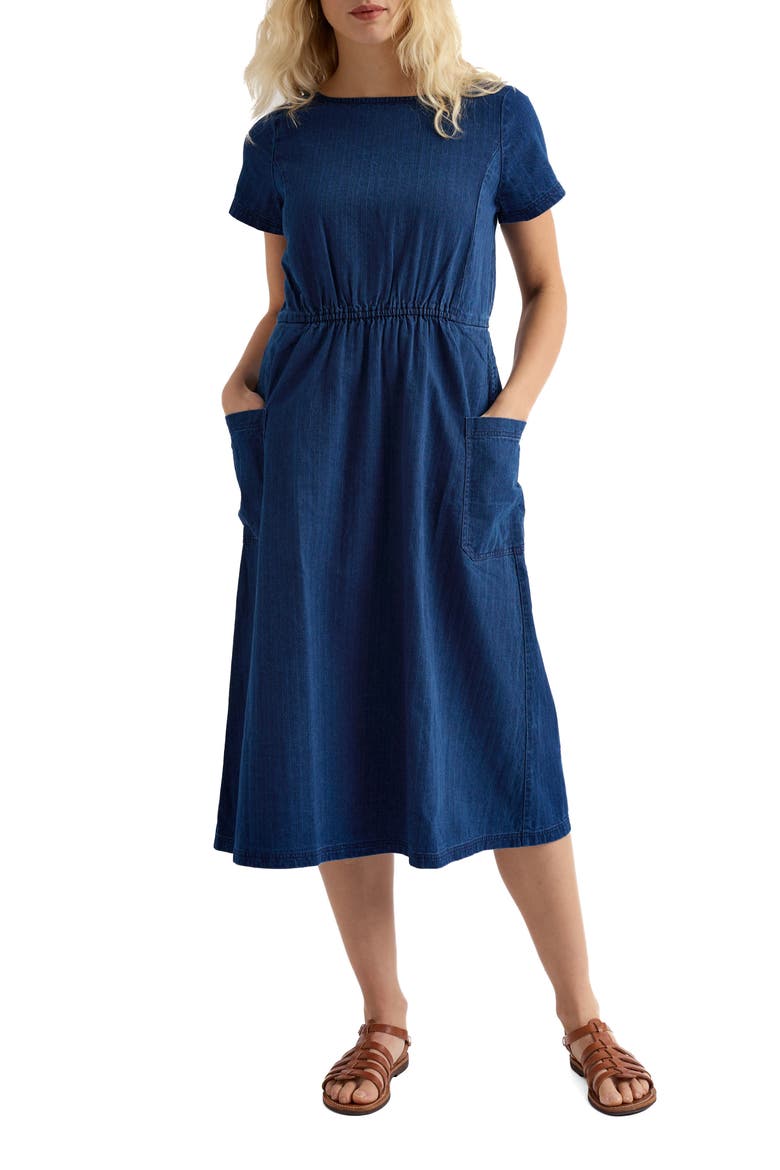 Haneth Organic Cotton Midi Dress, Main, color, MID WASH