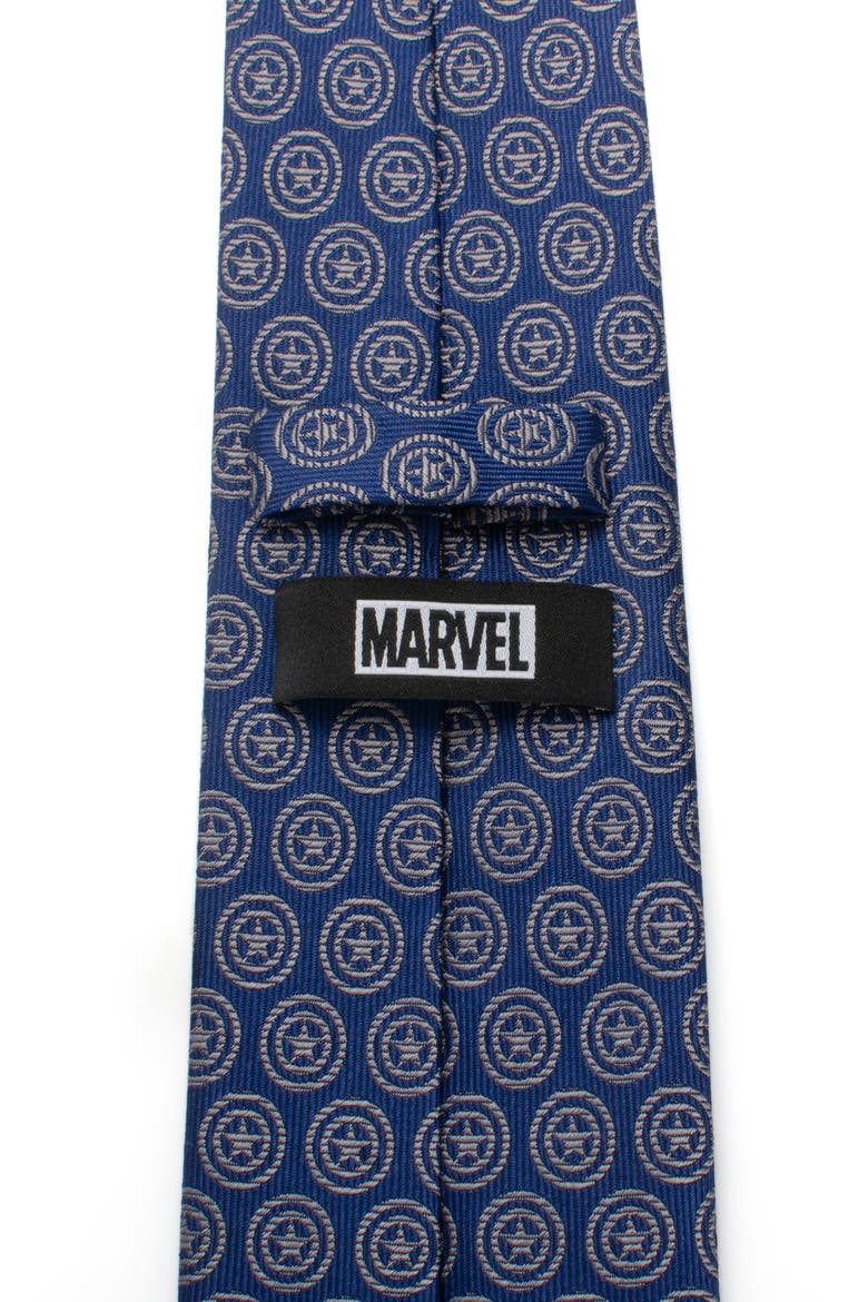 Captain America Shield Silk Tie, Alternate, color, BLUE