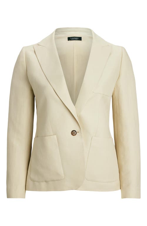 Ralph Lauren Plus Size Linen-blend Twill Blazer In Ivory Beige