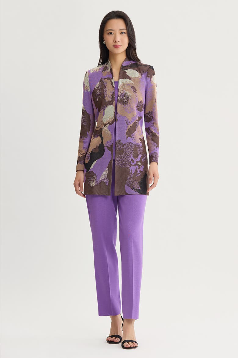 Multi Colored Jacquard Knit Jacket, Alternate, color, Sunset Purple/Dark Umber