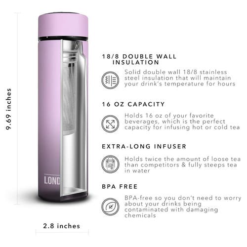 London Sip Infuser Bottle 16oz In Purple