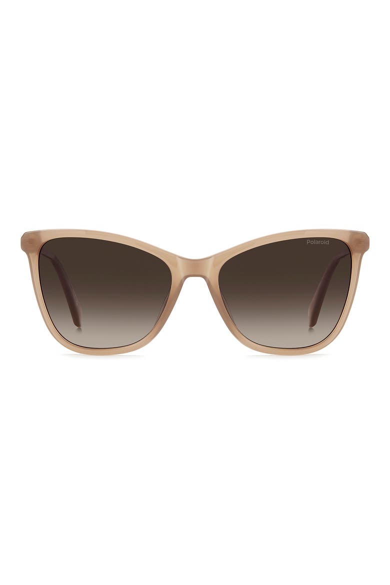 55mm Polarized Cat Eye Sunglasses, Main, color, NUDE/ BROWN