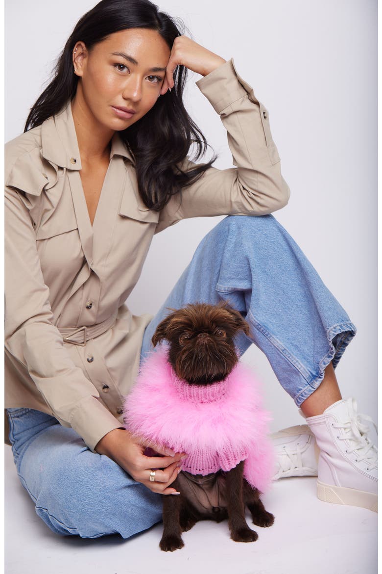 Christian Cowan Fluffy Dog Sweater, Alternate, color, PINK